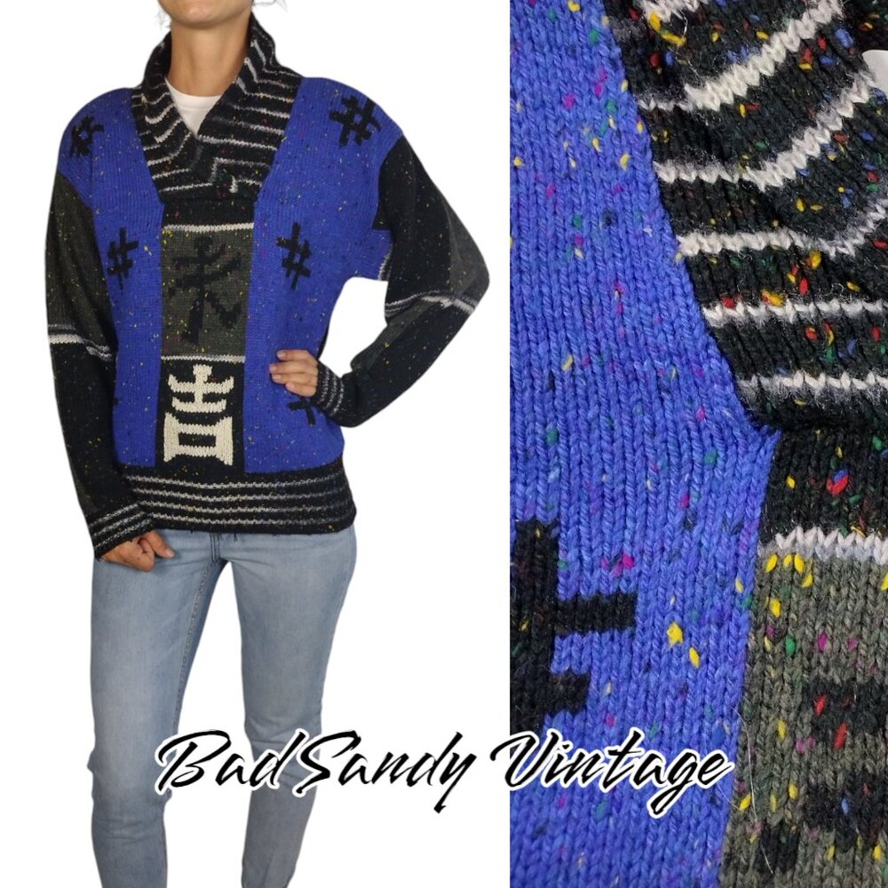 VTG 90s Chunky Hashtag Asian Character Sweater by Counterparts
